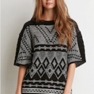 Marled Diamond-Patterned Sweater